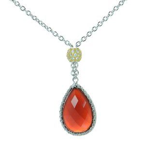 Joseph Esposito Solid 925 Sterling Silver Lariat Checkerboard Pear Necklace